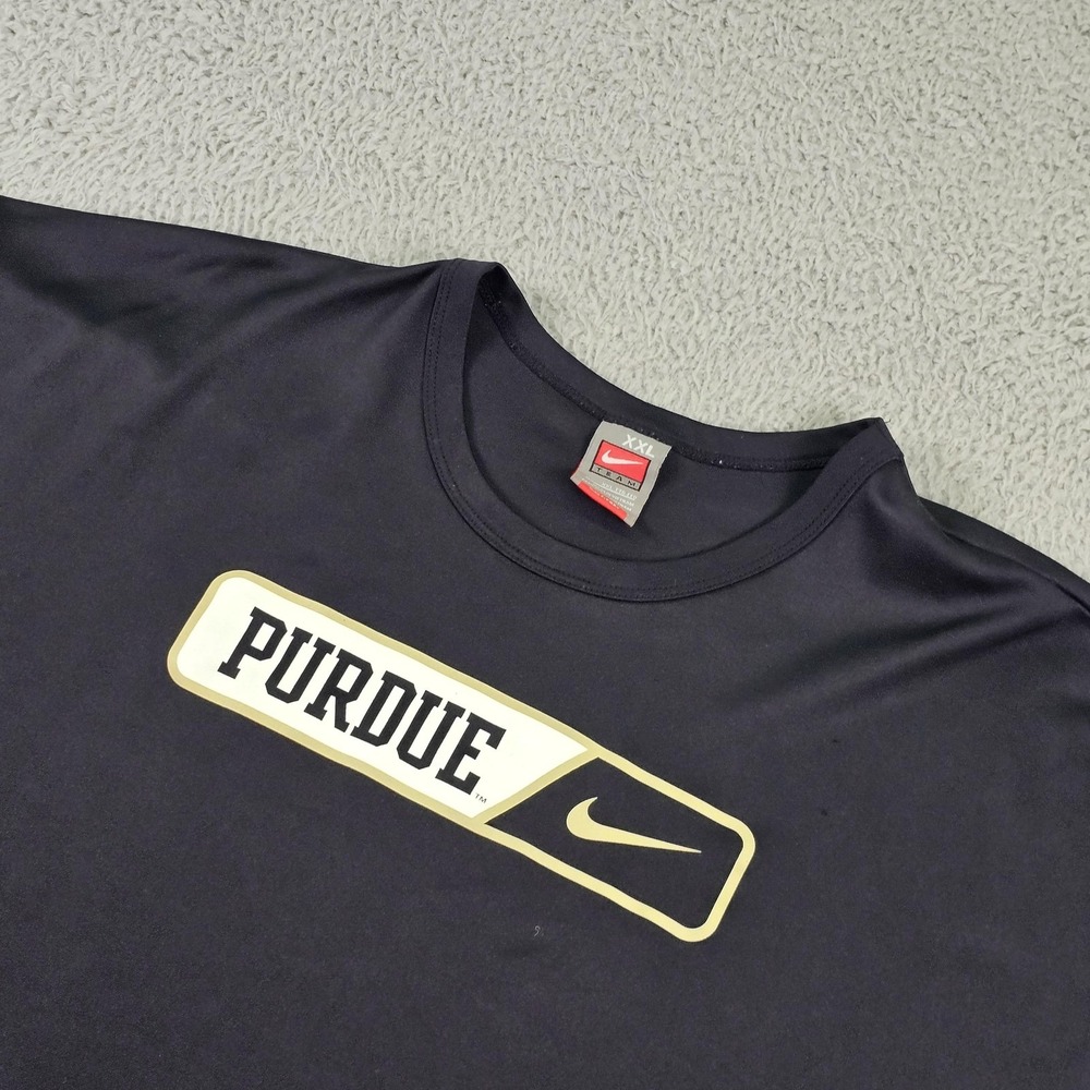 Purdue Boilermakers Shirt Mens 2XL Black NCAA Nike Team Fit Dry Performance